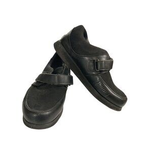 Mt. Emey Mens Size 12 3E extra wide Black Leather  hook loop Shoes NO INSOLES